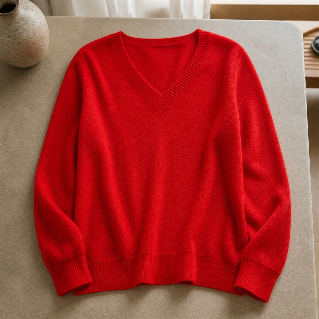 Women's Cashmere V-Neck Lace Winter Pullover 6