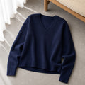 Women's Cashmere V-Neck Lace Winter Pullover 7