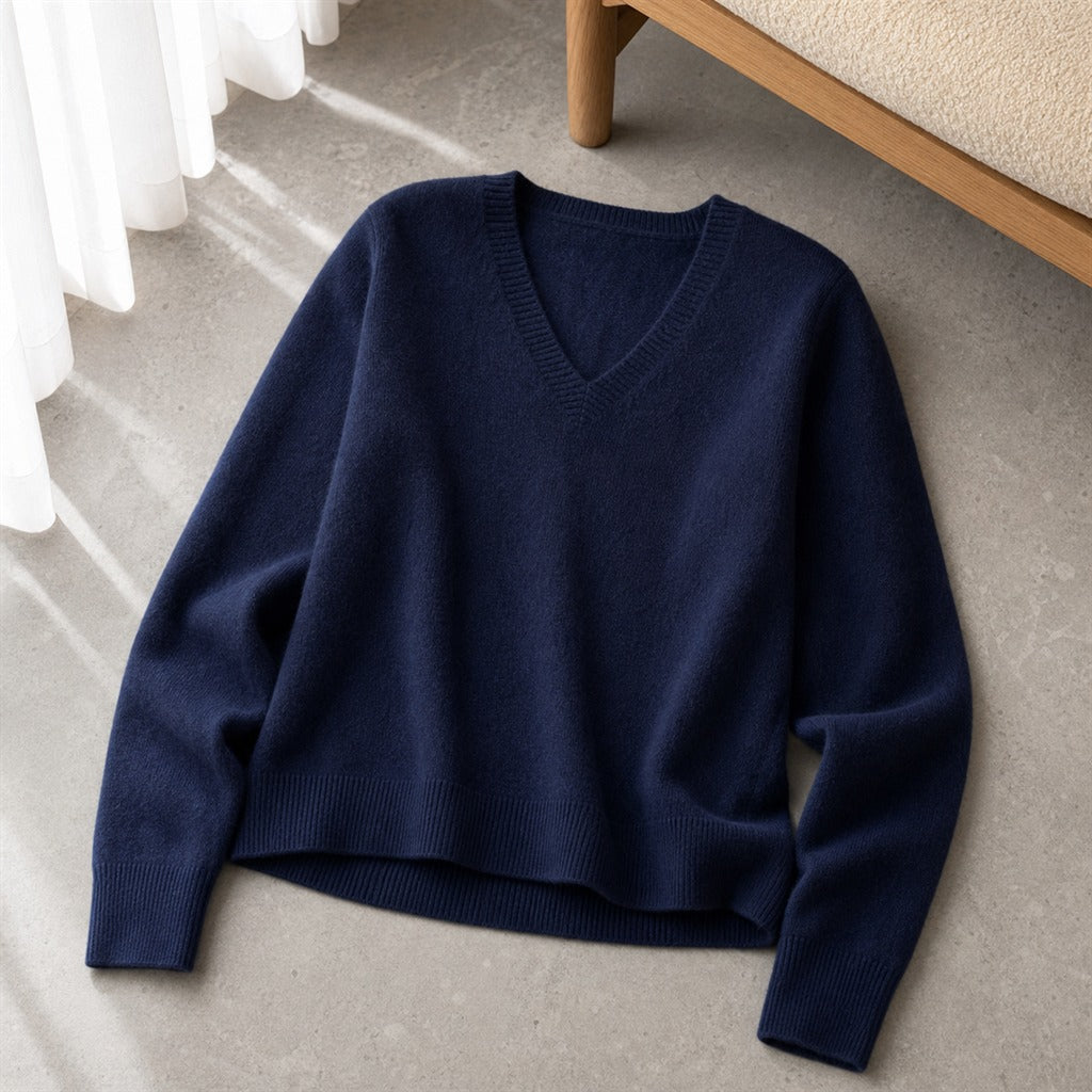 Women's Cashmere V-Neck Lace Winter Pullover 7