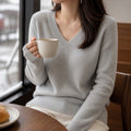 Women's Cashmere V-Neck Lace Winter Pullover 8