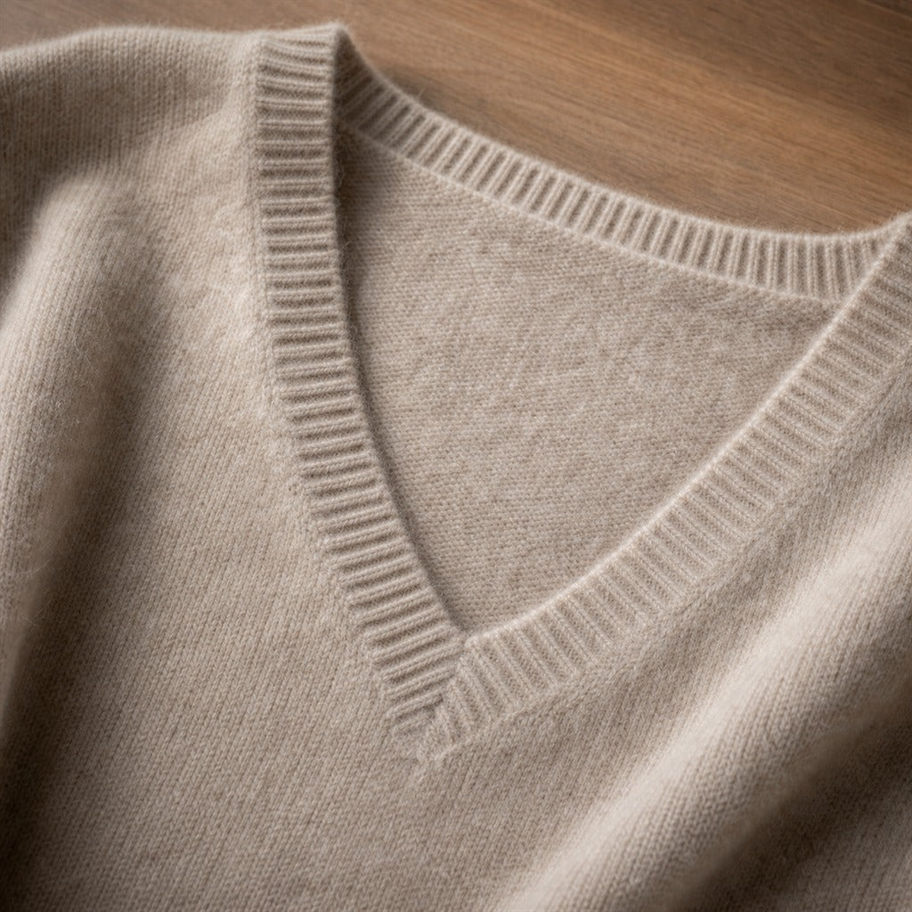 Women's Cashmere V-Neck Lace Winter Pullover 9
