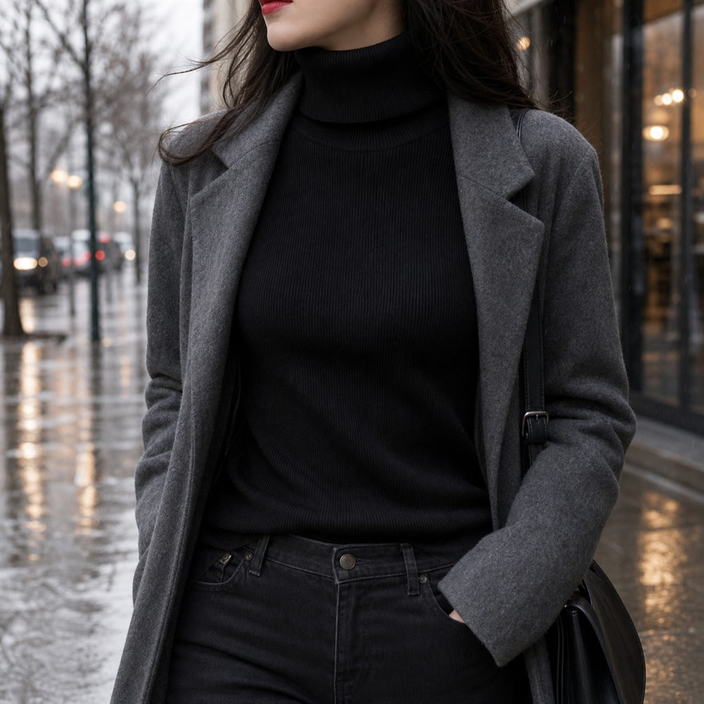 Women's Basic High-Neck Solid Colour Winter Pullover 10