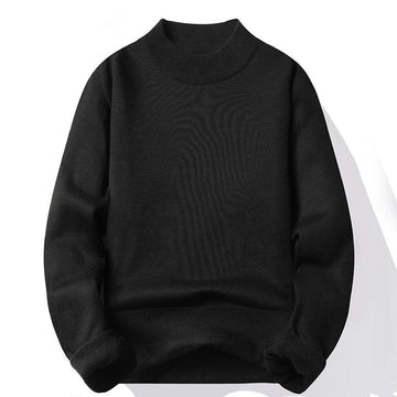 Men's Mock Neck Jumper - Plain Knit Casual Pullover with Long Sleeves for Autumn and Winter