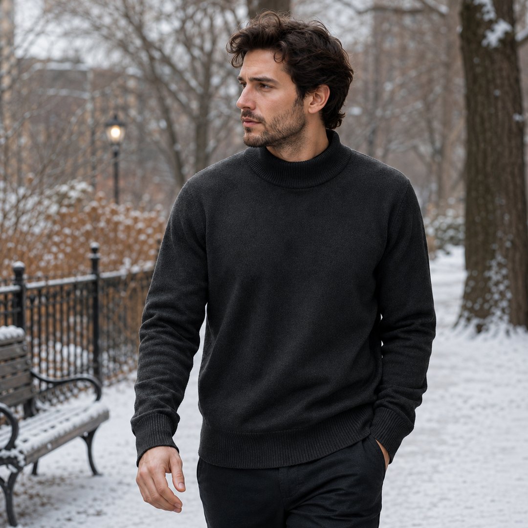 mens-high-neck-mock-neck-jumper-plain-knit-casual-pullover-long-sleeve-for-autumn-and-winter - 9