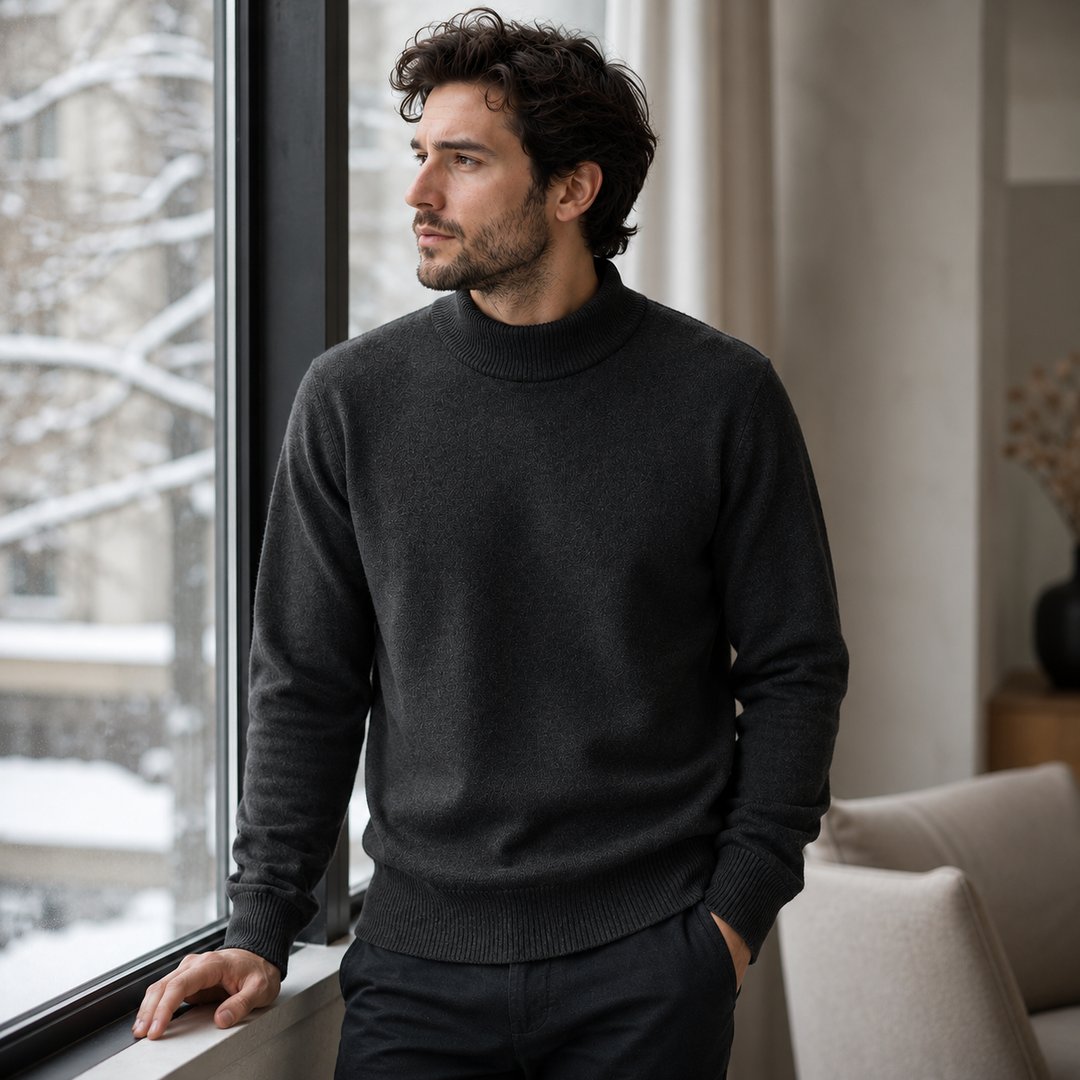 mens-high-neck-mock-neck-jumper-plain-knit-casual-pullover-long-sleeve-for-autumn-and-winter - 14
